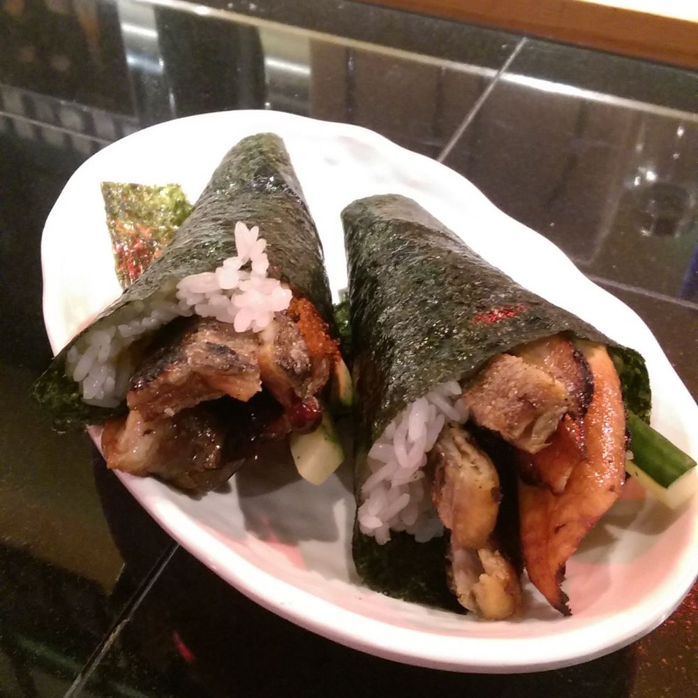 Ronnie Sushi - Crispy Salmon skin & Freshwater Eel handroll - Sushi Bars Near Me - Anchorage, Alaska Ronnie Sushi - Crispy Salmon skin & Freshwater Eel handroll - Sushi Bars Near Me - Anchorage, Alaska