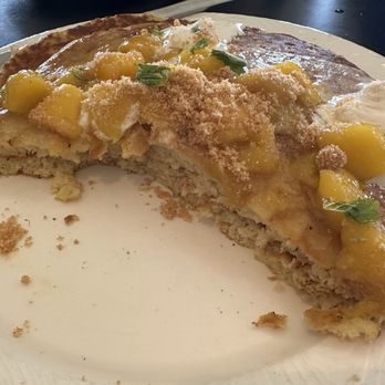 Kapa Hale - Mango pancake special (almost half eaten before realizing I hadn't taken a picture yet!) - Hawaiian Near Me - Honolulu, Hawaii Kapa Hale - Mango pancake special (almost half eaten before realizing I hadn't taken a picture yet!) - Hawaiian Near Me - Honolulu, Hawaii
