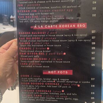 Dae Gee - Back of menu - Pan Asian Near Me - Brick Township, New Jersey