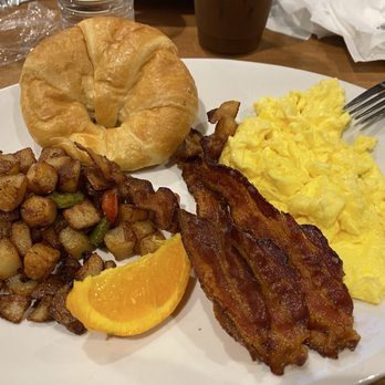 Verona Coffeehouse - Three eggs your way, bacon, country potatoes, croissant - Coffee & Tea Near Me - Placerville, California