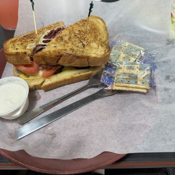 Jay's Delicatessen - Pastrami on Rye (toasted) with pepper jack, tomato and pickles. This was a build your own sandwich. - Delis Near Me - Greensboro, North Carolina