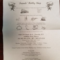 Friends' Olde Fashioned Hobby Shoppe - New location as of Sept. 2018 - They're still awaiting some permits, so call first.