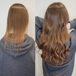 Hair Extension before and after on extremely fine hair - stress induced hair loss