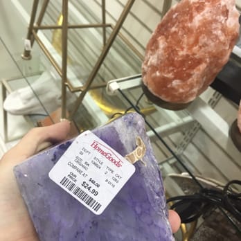 Homegoods - Pink Himalayan Salt Crystal Lamp in the back and then just this NBD $25 solid amethyst irregular tri-rec-tan-gu-lar AMYTHYST!! - Home Decor Near Me - Novi, Michigan