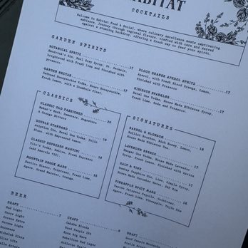 Habitat Feed & Social - Cocktail menu - Bars Near Me - Birmingham, Alabama Habitat Feed & Social - Cocktail menu - Bars Near Me - Birmingham, Alabama