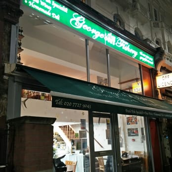 George's Diner - Outside of the building showing the fish shop and second floor dining room. - Seafood Near Me - London, XGL