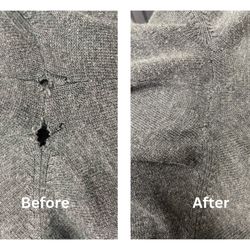 Capitol Cleaner - We're here to take care of your sweaters with holes in them! Take a look at this before and after!