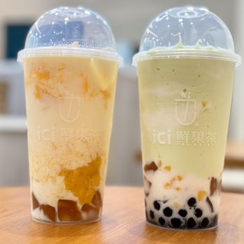ICI Tea Drinks - Quarter pound mango smoothie (left) and mango avocado milk smoothie (right), both delicious! - Bubble Tea Near Me - San Gabriel, California ICI Tea Drinks - Quarter pound mango smoothie (left) and mango avocado milk smoothie (right), both delicious! - Bubble Tea Near Me - San Gabriel, California