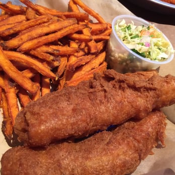 Taco Mac - Fish and chips but I substituted sweet potato fries - American Near Me - Canton, Georgia