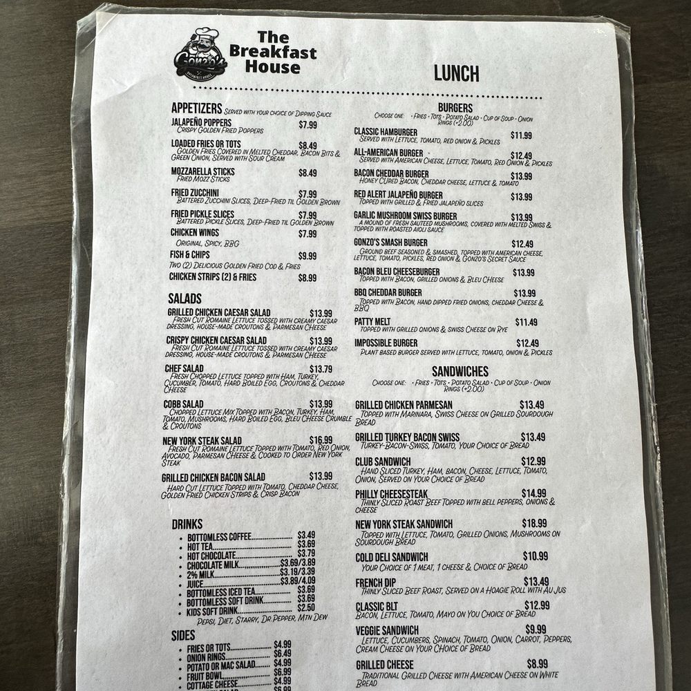 Gonzo's Breakfast House - The lunch menu - American Near Me - Yreka, California Gonzo's Breakfast House - The lunch menu - American Near Me - Yreka, California