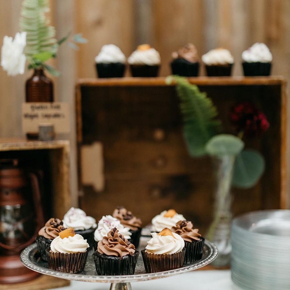 a display of cupcakes