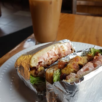 Village Coffee - Chicken BLT panini with a toasted coconut iced coffee. YUM! - Breakfast & Brunch Near Me - Maplewood, New Jersey