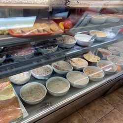 Assorted salads and cream cheese