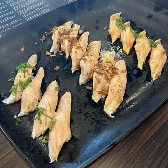 Its Sushi - Salmon belly, paprica, and cajun salmon nigiri (left to right) - Sushi Bars Near Me - Sacramento, California Its Sushi - Salmon belly, paprica, and cajun salmon nigiri (left to right) - Sushi Bars Near Me - Sacramento, California