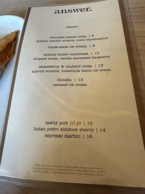 Menu photo 1 Answer Nashville, TN Menu photo 1 Answer Nashville, TN