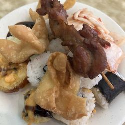 China Buffet - Crab Rangoon, stick chicken, sushi