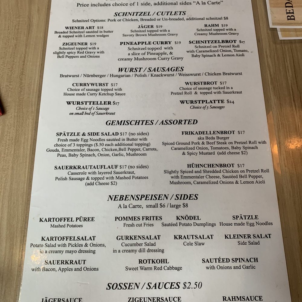 Beda's Biergarten - Menu - German Near Me - San Luis Obispo, California Beda's Biergarten - Menu - German Near Me - San Luis Obispo, California
