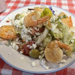 Aya Kitchen Mediterranean - Greek Salad with grilled shrimp