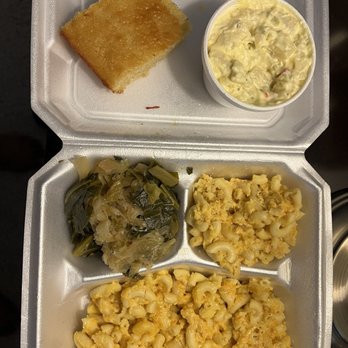 V's Kitchen - Mac and 3 Cheese Macaroni, cabbage/collard mix, potato salad, cornbread - American Near Me - Durham, North Carolina
