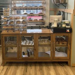 Wheatville Bread - Bakery cash register and fresh bakery items on trays
