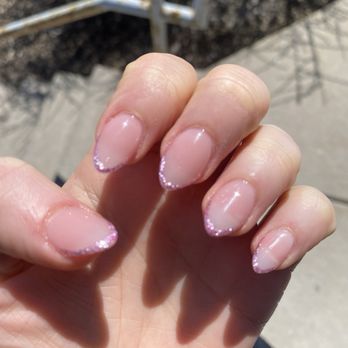 Luxury Nails - Almond Nails with Glitter Outline - Nail Salons Near Me - Monona, Wisconsin Luxury Nails - Almond Nails with Glitter Outline - Nail Salons Near Me - Monona, Wisconsin