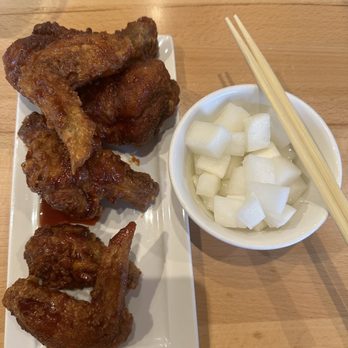 Bonchon - Spicy drums and legs, radish side - Korean Near Me - Roseville, Minnesota Bonchon - Spicy drums and legs, radish side - Korean Near Me - Roseville, Minnesota
