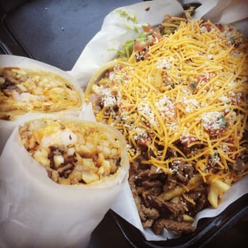 Cali Tacos - The Angel Burrito and Supreme Fries with Carne Asada - Mexican Near Me - Orange, California
