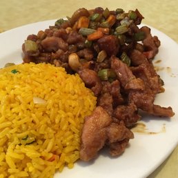 Cashew chicken—chewy and overcooked. Cashew chicken—chewy and overcooked.
