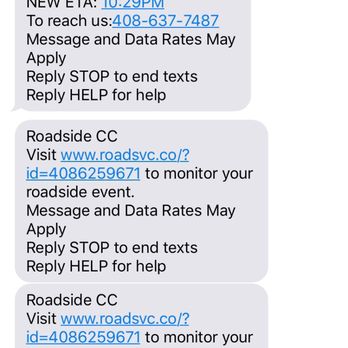 A.W. Roadside Service - After getting off the phone with my insurance company, I received a text stating that my service provider would arrive in about 30 minutes. - Roadside Assistance Near Me