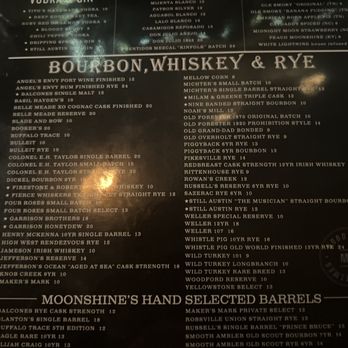 Moonshine Grill - Whiskey selection - Southern Near Me - Austin, Texas