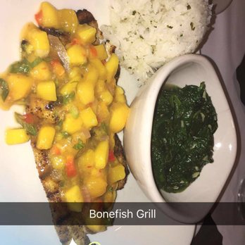 Bonefish Grill - Mango salsa on tilapia and Creek brûlée french toast - Seafood Near Me - Las Vegas, Nevada Bonefish Grill - Mango salsa on tilapia and Creek brûlée french toast - Seafood Near Me - Las Vegas, Nevada