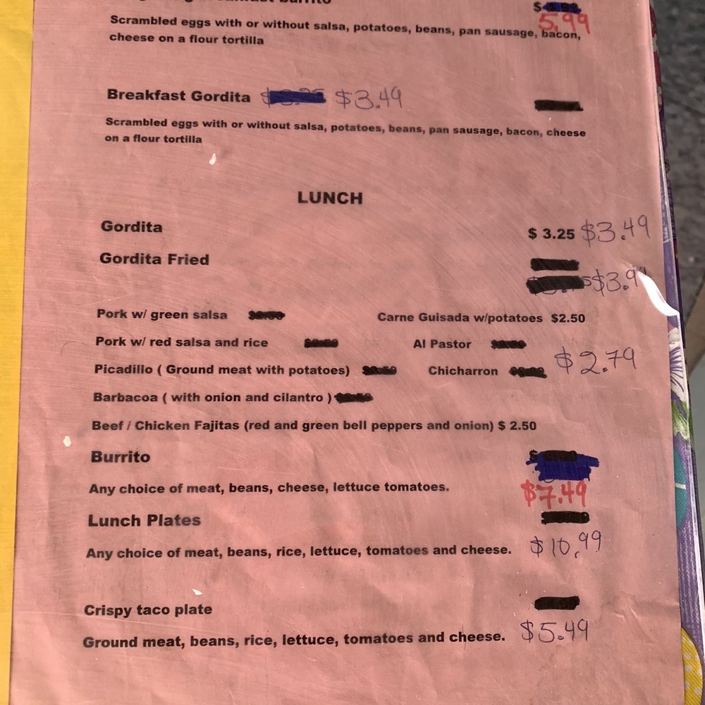 Gonzalez Tacos - a menu for a mexican restaurant - Breakfast & Brunch Near Me - Taylor, Texas