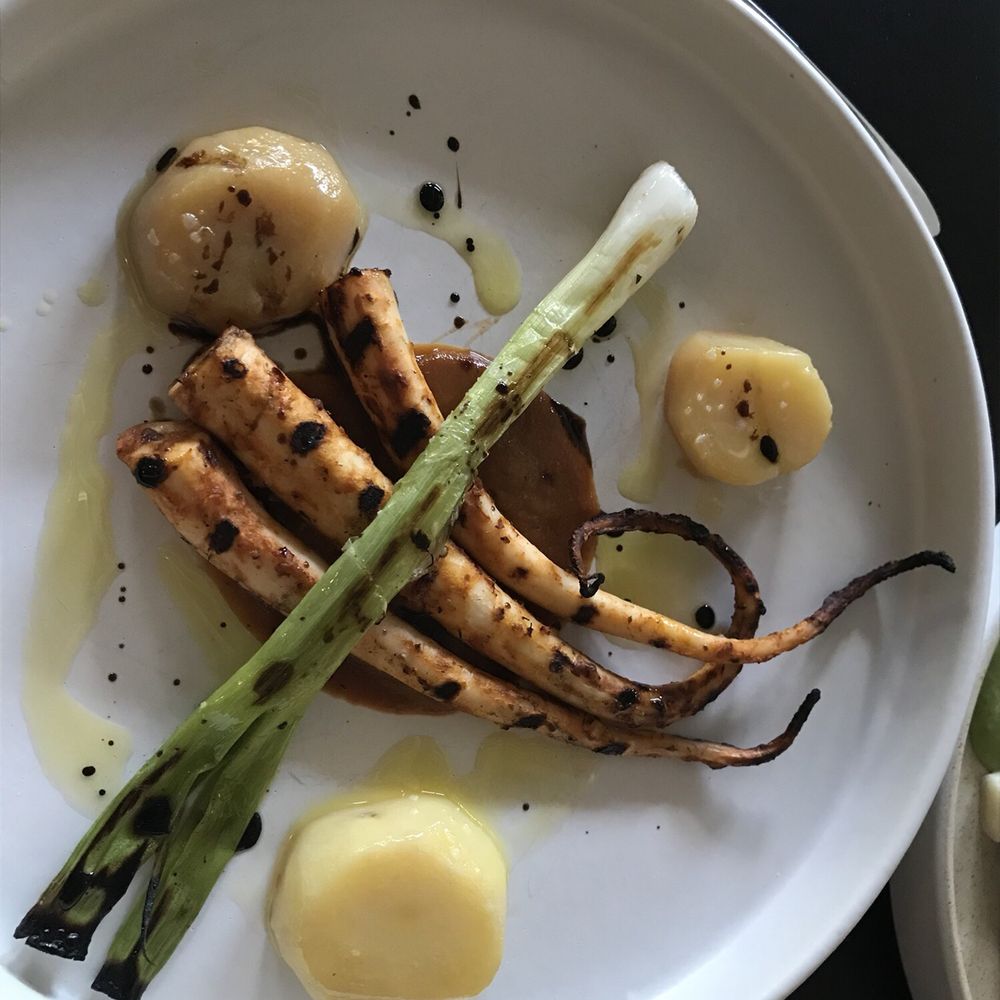 Beholder - BBQ octopus with potato confit - New American Near Me - Indianapolis, Indiana Beholder - BBQ octopus with potato confit - New American Near Me - Indianapolis, Indiana