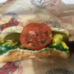 Below par with other Chicago dogs; in part because the dog is charred, not boiled!