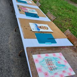 Locust Street Neighborhood Art Classes - Fundraising project- artists made these pieces during the art show and then they were auctioned off.