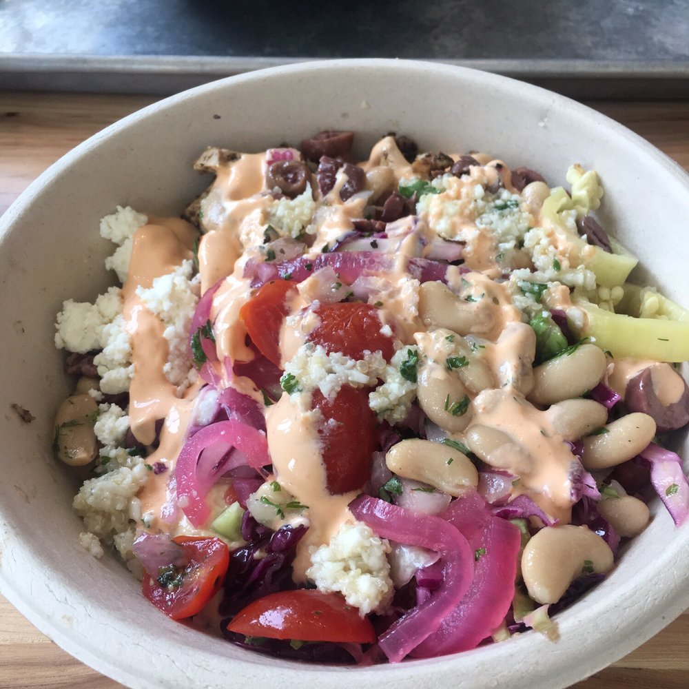 CAVA - Chicken with Basmati rice & everything toppings - Mediterranean Near Me - Jersey City, New Jersey CAVA - Chicken with Basmati rice & everything toppings - Mediterranean Near Me - Jersey City, New Jersey