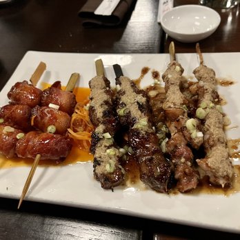 Miku Sushi Restaurant - Bacon Scallop Skewer, Ribeye Skewer and Alligator Skewer - Sushi Bars Near Me - Chicago, Illinois Miku Sushi Restaurant - Bacon Scallop Skewer, Ribeye Skewer and Alligator Skewer - Sushi Bars Near Me - Chicago, Illinois