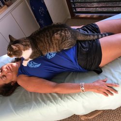The Energy Center - Client session. Lisa was in total bliss when Om laid down while I was doing energy medicine on her.