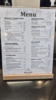 Menu photo 1 Hillside Coffee Bar McKinney, TX Menu photo 1 Hillside Coffee Bar McKinney, TX