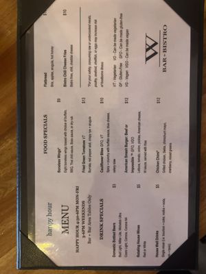 Menu photo 1 W Bar Bistro Cincinnati, OH Menu photo 1 W Bar Bistro Cincinnati, OH