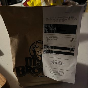 Mary Brown's - a bag of food on a counter - Fast Food Near Me - Kelowna, British Columbia