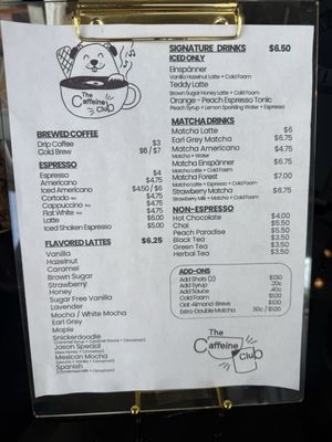 Menu photo 1 The Caffeine Club Costa Mesa, CA Menu photo 1 The Caffeine Club Costa Mesa, CA