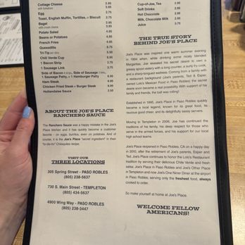 Joe's Other Place - Menu May 2025 - Mexican Near Me - Templeton, California Joe's Other Place - Menu May 2025 - Mexican Near Me - Templeton, California