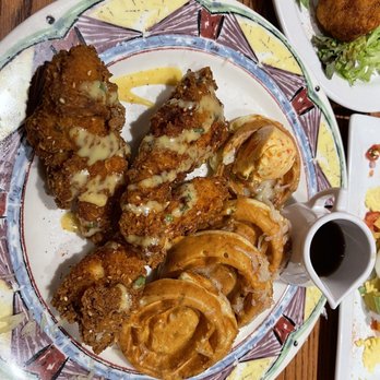 Miss Shirley's Cafe, Inner Harbor - Chicken 'N Cheddar Green Onion Waffles - Breakfast & Brunch Near Me - Baltimore, Maryland Miss Shirley's Cafe, Inner Harbor - Chicken 'N Cheddar Green Onion Waffles - Breakfast & Brunch Near Me - Baltimore, Maryland