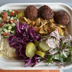 Chicken Shawarma and Falafel Plate
