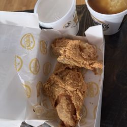 2 piece chicken, mashed potatoes/gravy and coleslaw