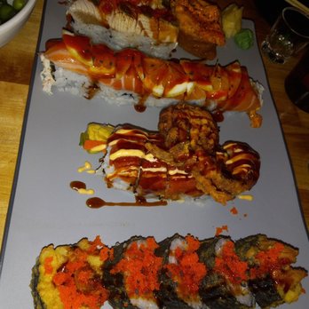 King Salmon - Top to Bottom: Arizona (okay), Inari (spicy salmon, very good), Salmon Lovers (excellent), I Love Crab (great), and Suns (okay). - Sushi Bars Near Me - Phoenix, Arizona King Salmon - Top to Bottom: Arizona (okay), Inari (spicy salmon, very good), Salmon Lovers (excellent), I Love Crab (great), and Suns (okay). - Sushi Bars Near Me - Phoenix, Arizona