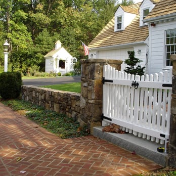 Land Art Design - Stone Wall and White Picket Gate in McLean, VA by Land Art Design, Inc. - Landscape Architects or Designers Near Me - Mc Lean, Virginia Land Art Design - Stone Wall and White Picket Gate in McLean, VA by Land Art Design, Inc. - Landscape Architects or Designers Near Me - Mc Lean, Virginia