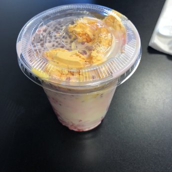 Tahoora Sweets & Bakery - Mango Falooda, with mango ice cream, vermicelli, rose syrup, and sweet basil seeds. Delicious! - Indian Near Me - Chicago, Illinois