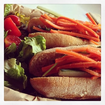 La Tour Cafe - Meatball Banh Mi with side of salad and house dressing.  It's a lot of food and a lot of flavor, and I'm OK with that :-) - Cafes Near Me - Honolulu, Hawaii